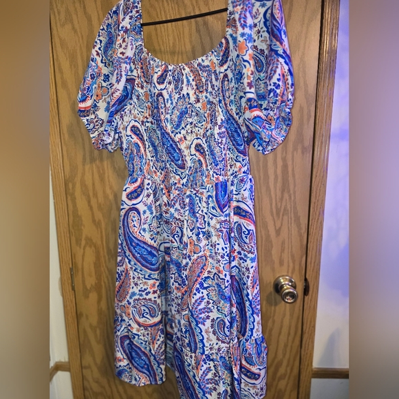 Dresses & Skirts - Paisley Print Dress in Blue and Orange